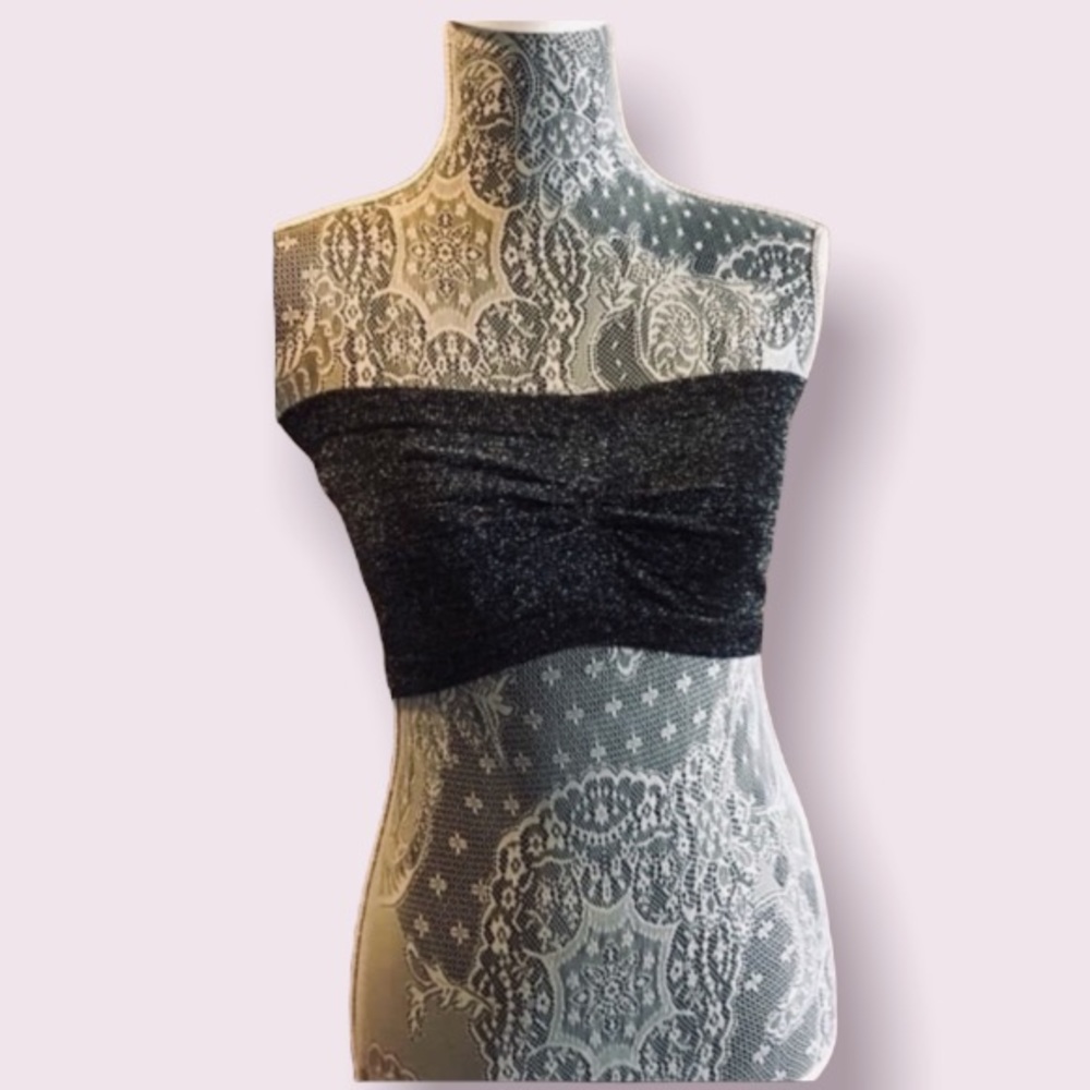 Vintage Black and Silver Metallic Sparkly Bandeau